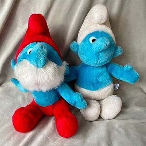 Smurfs Bundle of 2 Papa Smurf 1981, 1979 vtg vintage Peyo Wallace Berrie